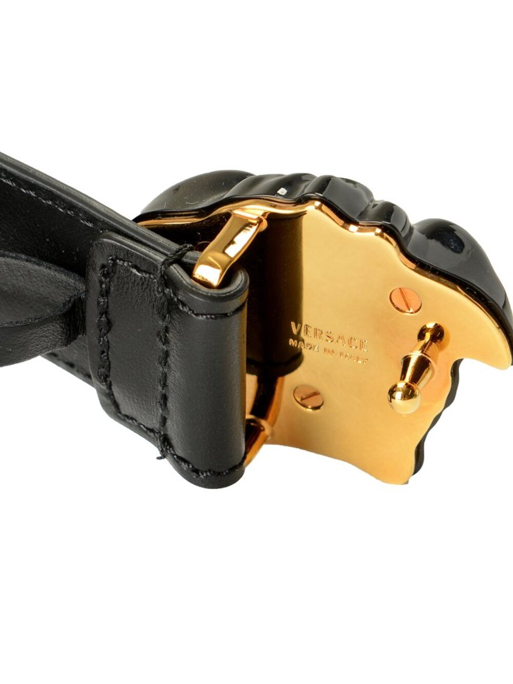Versace Unisex Black 100% Leather Black Medusa Head Buckle Belt US 40 IT 100 - Picture 5 of 5